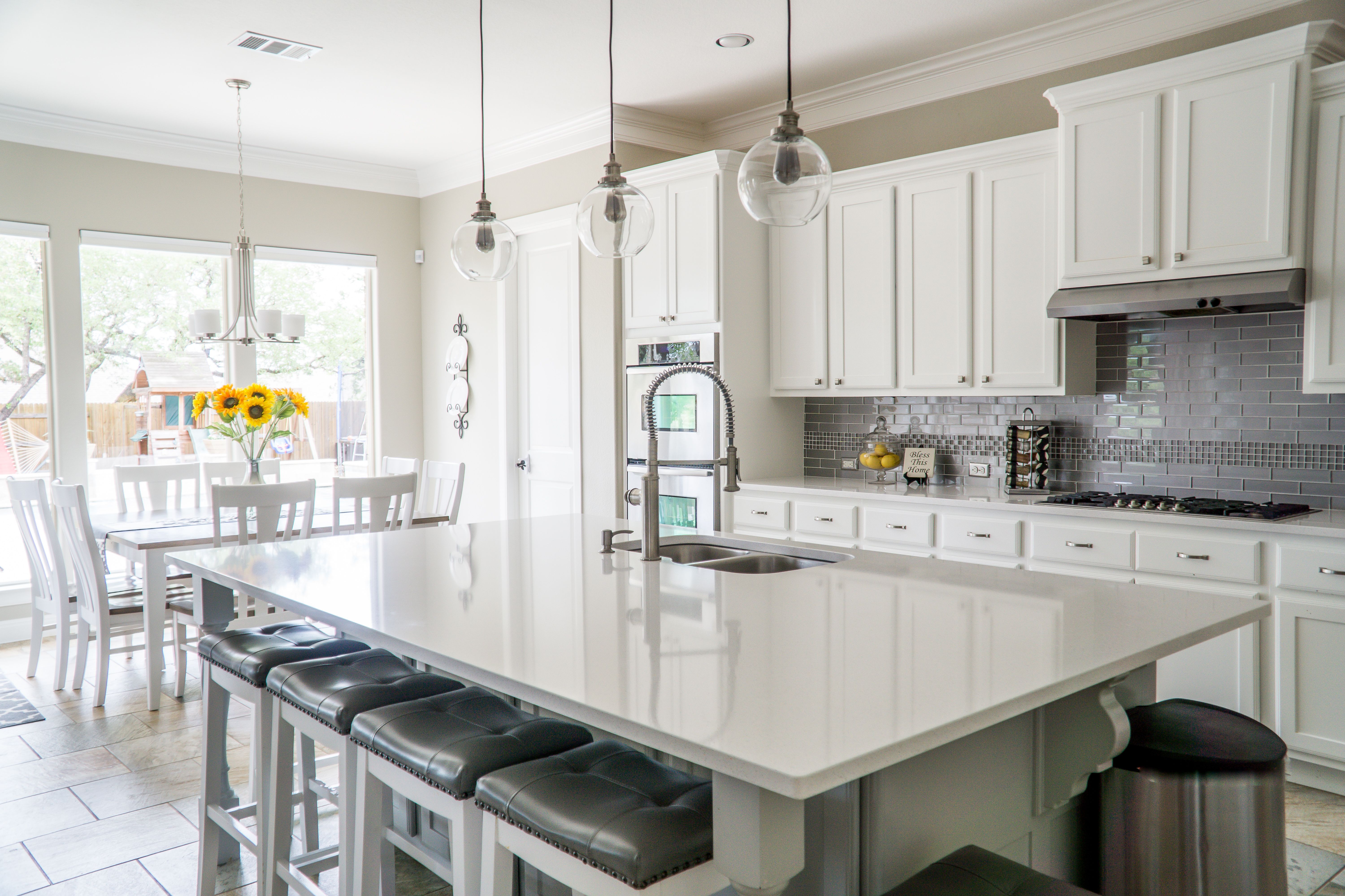 Warm kitchen and common area, mood stock